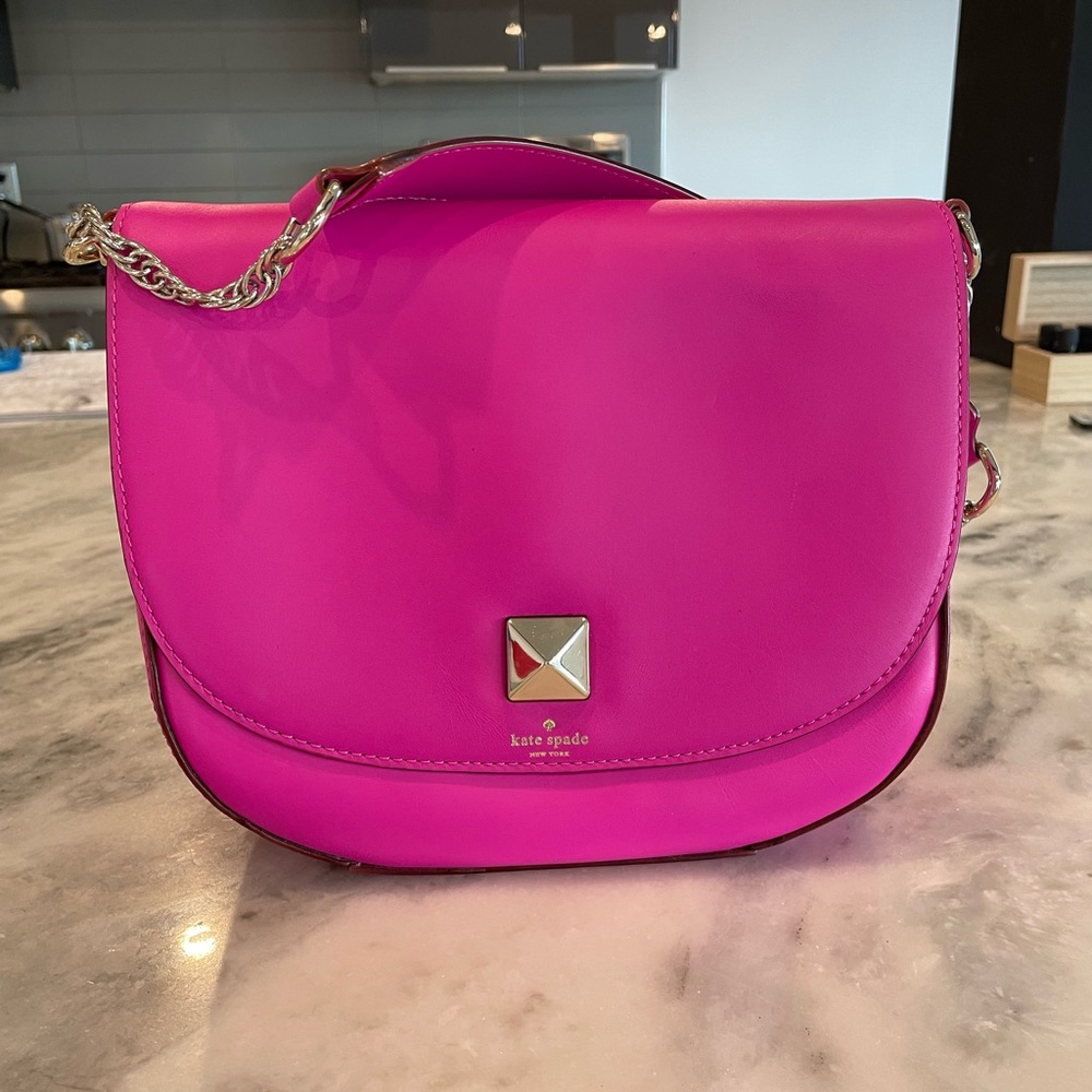 Hot Pink Kate Spade Purse with Gold Chain